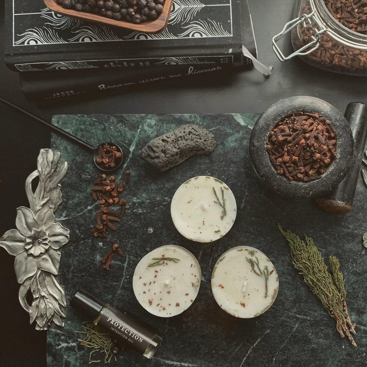 Protection Mini Spell Candle | Sandalwood, Blackberry + Clove | Warding + Shielding | Handmade with Soy Wax