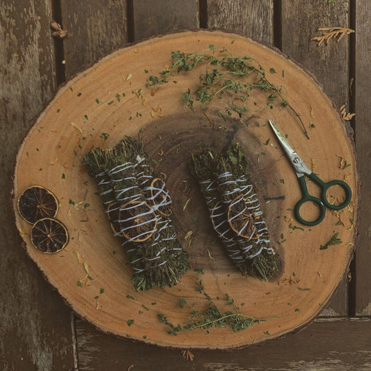 Hex Breaking Smoke Bundles | Thyme, Lemon Verbena + Lime | Wildcrafted Curse Removal + Purifying Wand